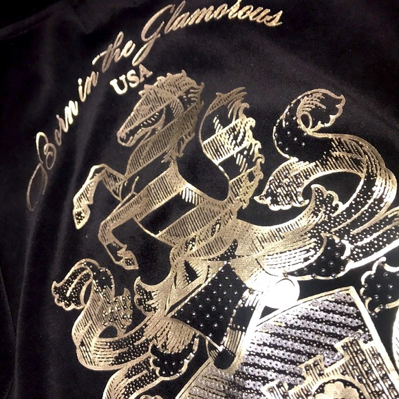 Vintage Juicy Couture Tracksuit set black plush velour & bling - Picture 7 of 16